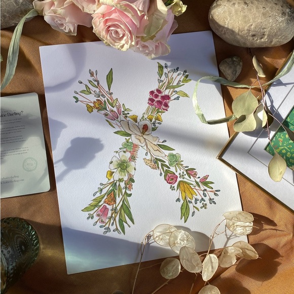 Hattie Darling - 8x10” Monogram Art Print - X - Picture 1 of 1